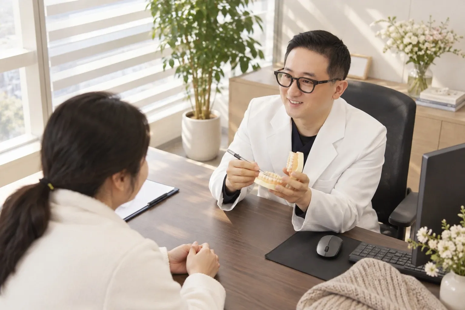 더이로운치과 원장님 진료 상담 모습