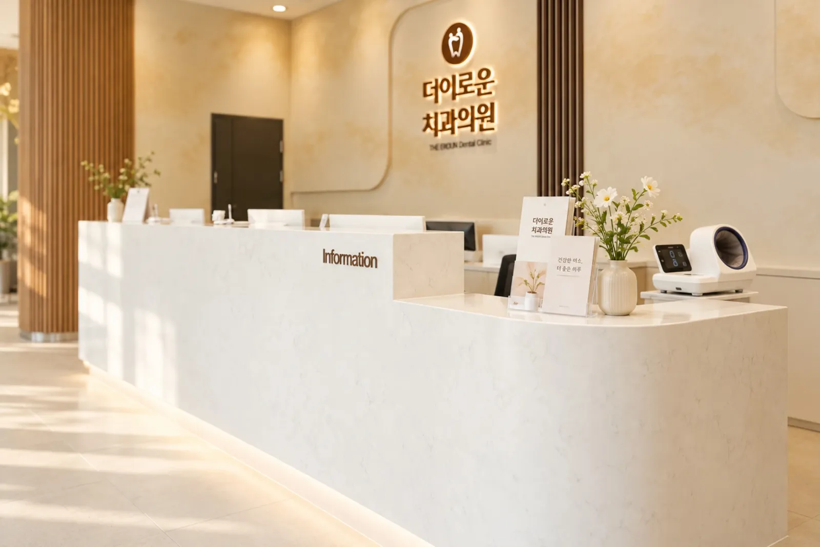 더이로운치과 접수 및 대기 공간
