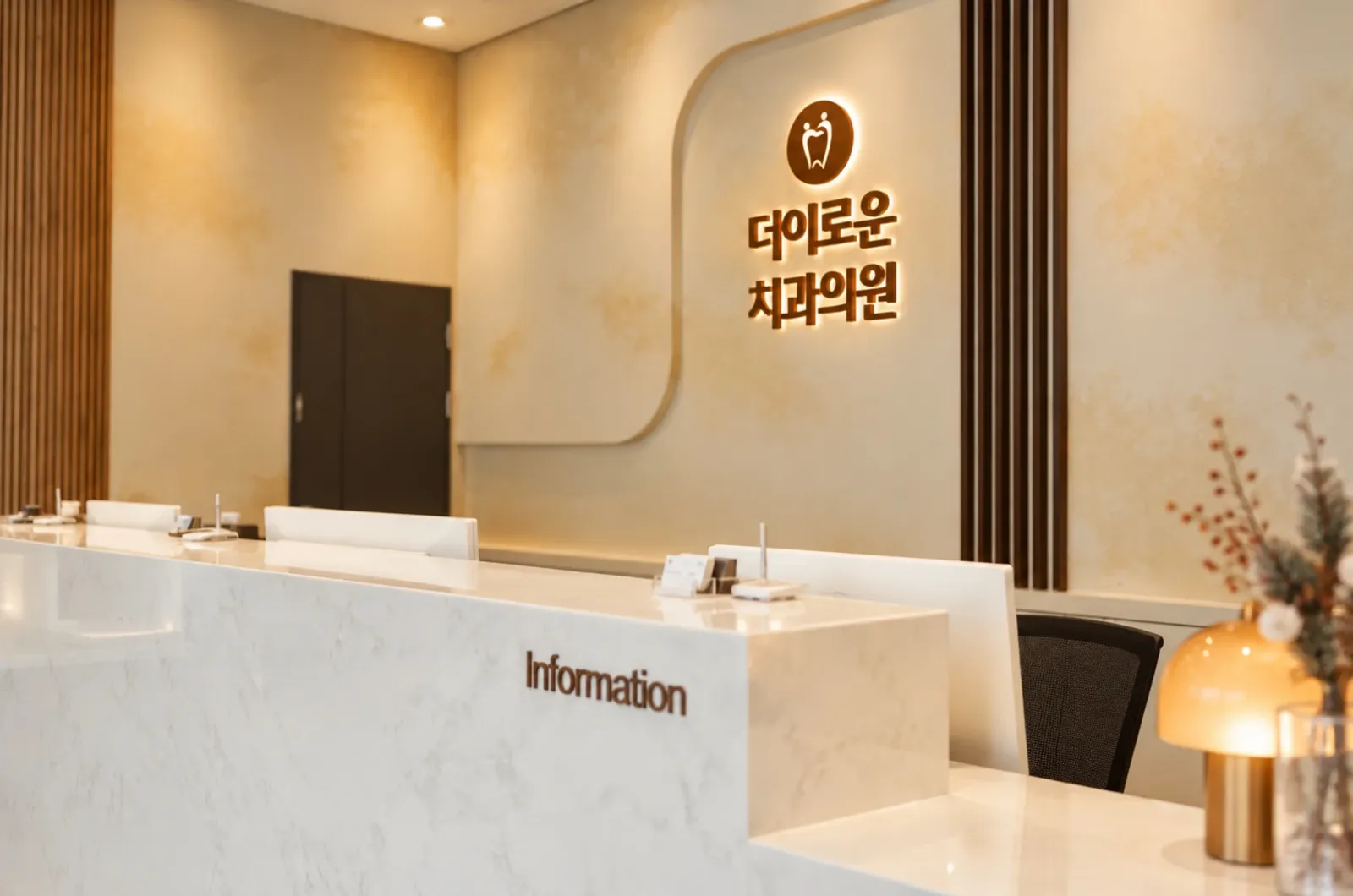 더이로운치과 접수 및 대기 공간