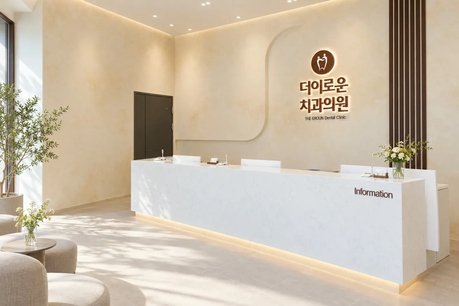 더이로운치과 접수 및 대기 공간